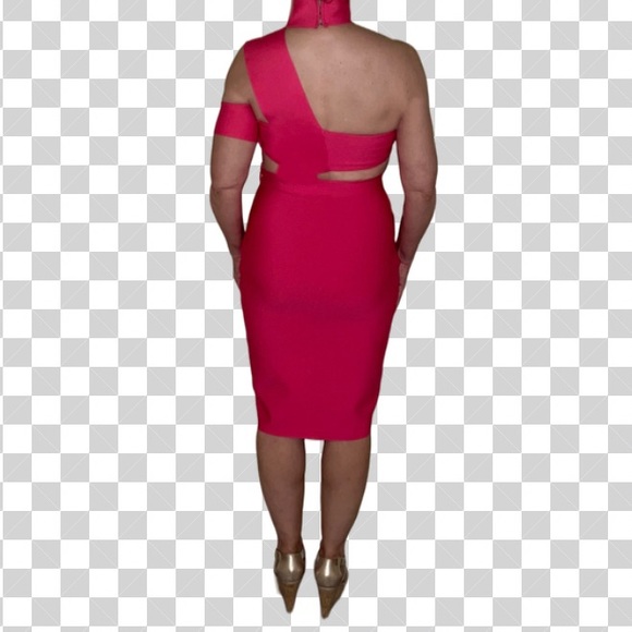 Bodycon Cocktail Dress - NWOT * Fuschia Pink * Size L (fits like medium) - Picture 2 of 10